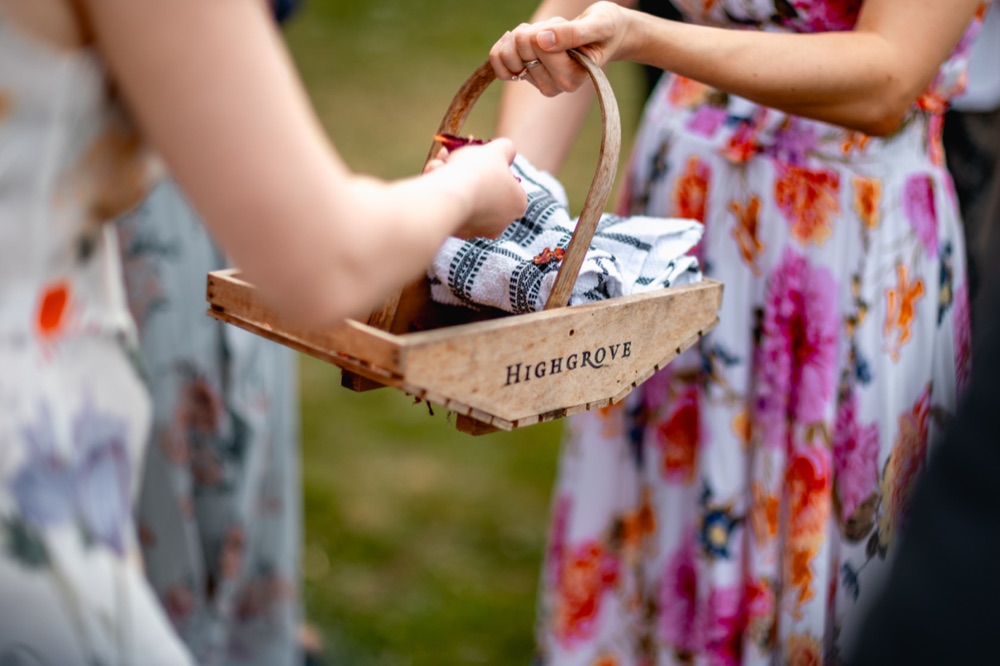 A basket of petals handed round