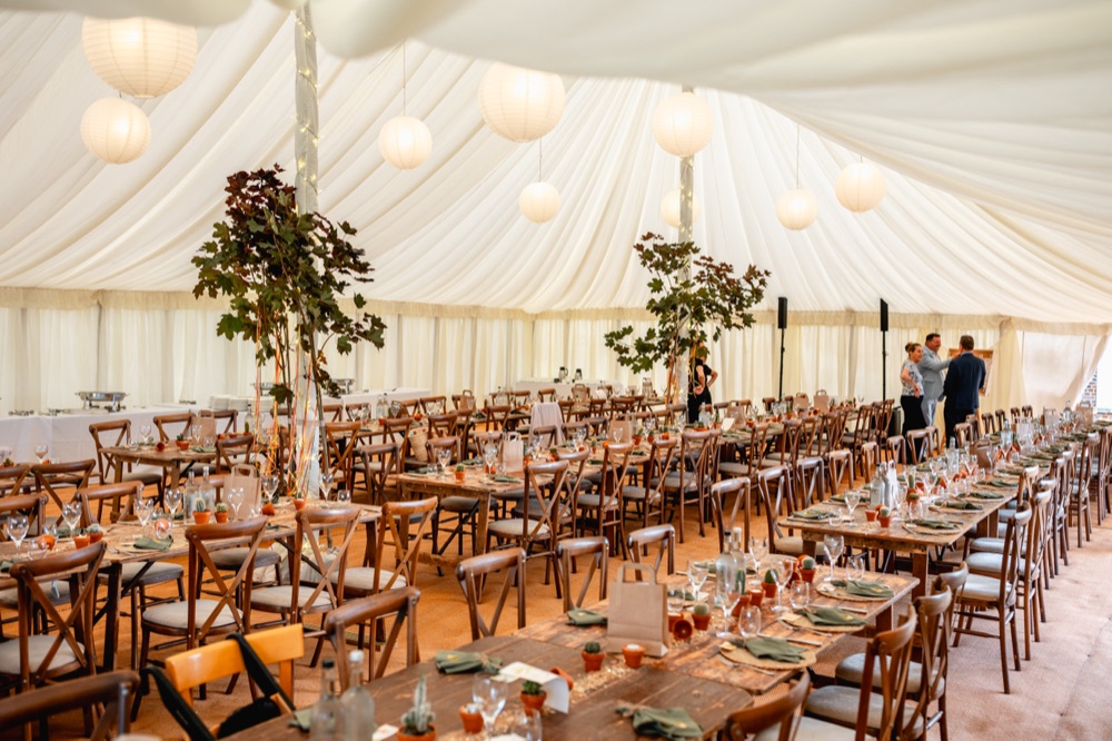 Tables set in the marquee